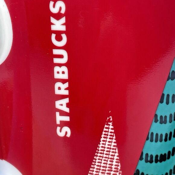 Starbucks 2017 Geometric Plaid Stripe Christmas Holiday Trees Retro Modern Mug - Picture 3 of 11